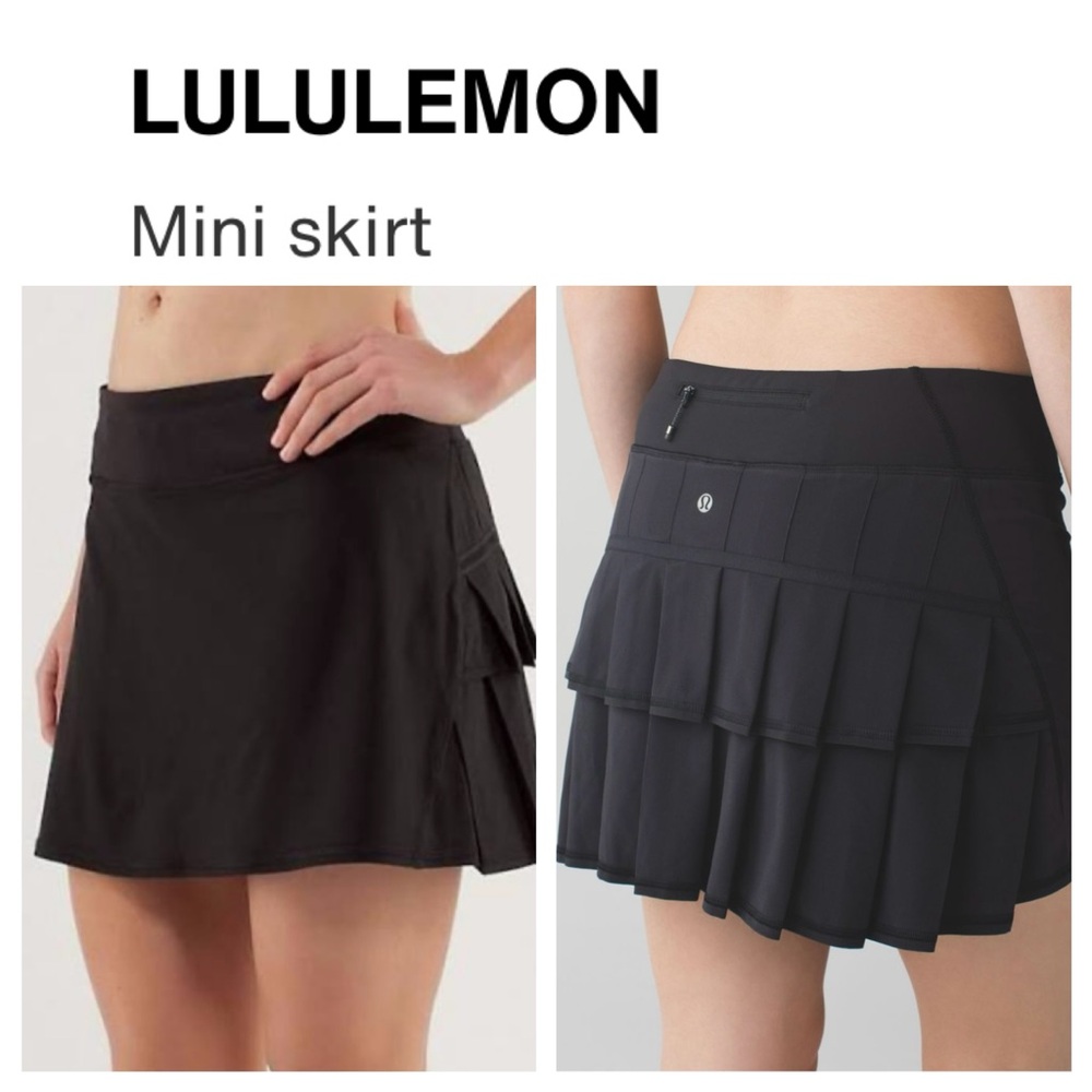 LULULEMON ATHLETICA Run Pace Setter Black Mini Skirt